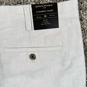 NEW Banana Republic Men's Size 38 Light Gray Chambray Shorts 100% Cotton